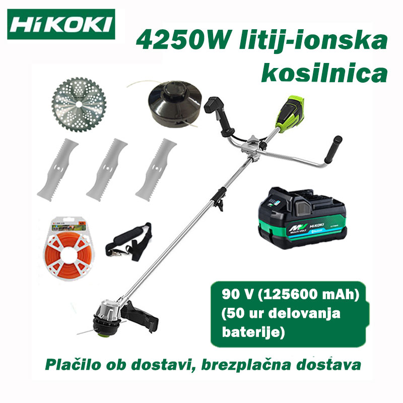 Litijeva kosilnica + [90V 135600mAh] litijeva baterija*1 + ročaj + rezilo + rezervna glava*1 + polnilec*1