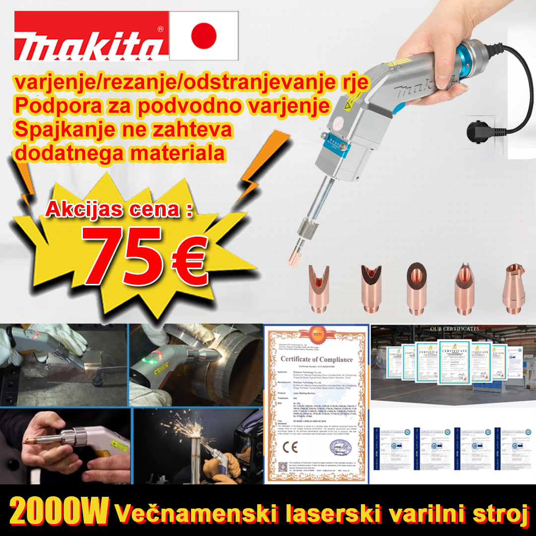 Večnamenski laserski gorilnik z močjo 2000 W (zlato/srebro/baker/železo/aluminij/nerjaveče jeklo) Debelina varjenja 0–7 mm (varjenje/rezanje dva v enem)-€ 75