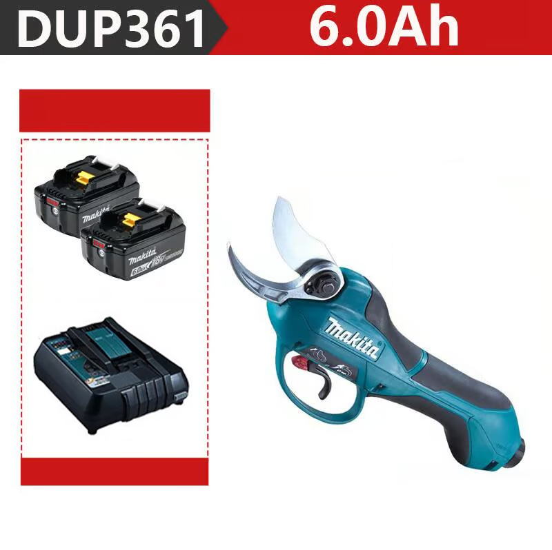 [Makita DUP361PT2 záhradné nožnice 2000W+ Dve 6,0Ah batérie 48V+ nabíjačka] Výdrž batérie 12 hodín